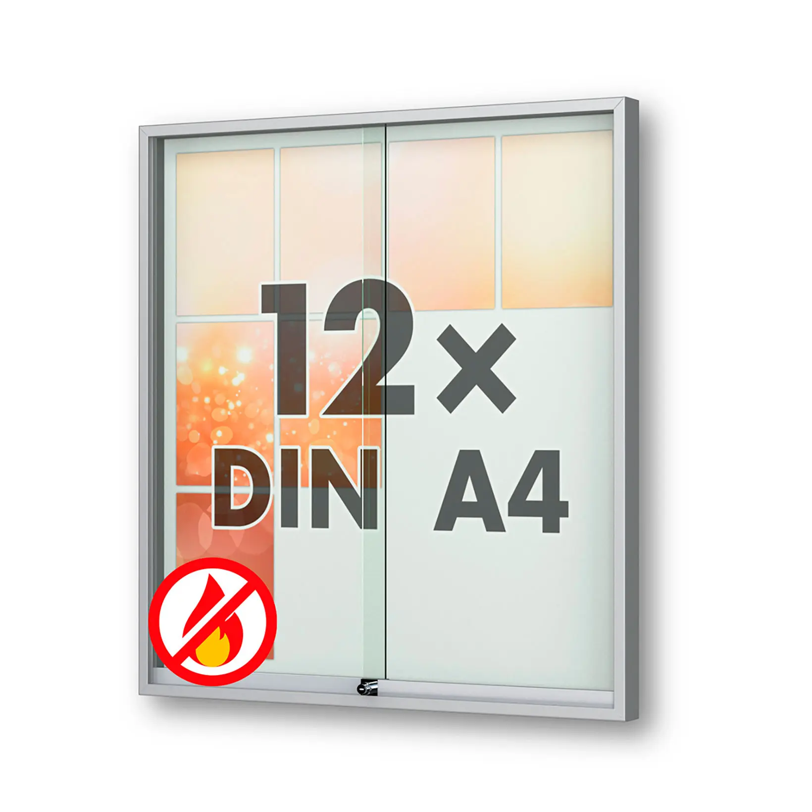 12 x DIN A4 Schaukasten Fortis mit Schiebetüren - 60 mm Bautiefe