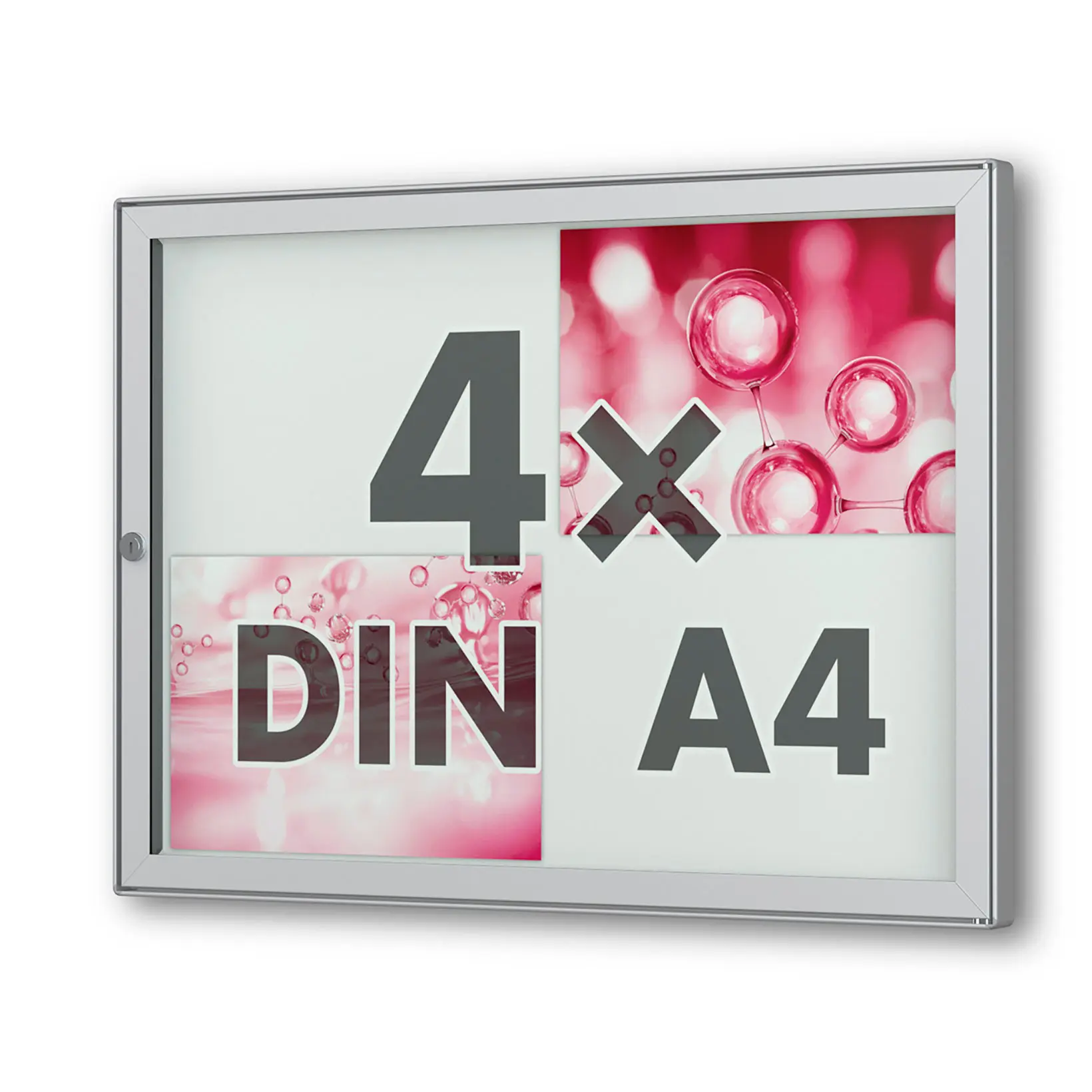 4 x DIN A4 Flachschaukasten Tesus - quer - gerundet