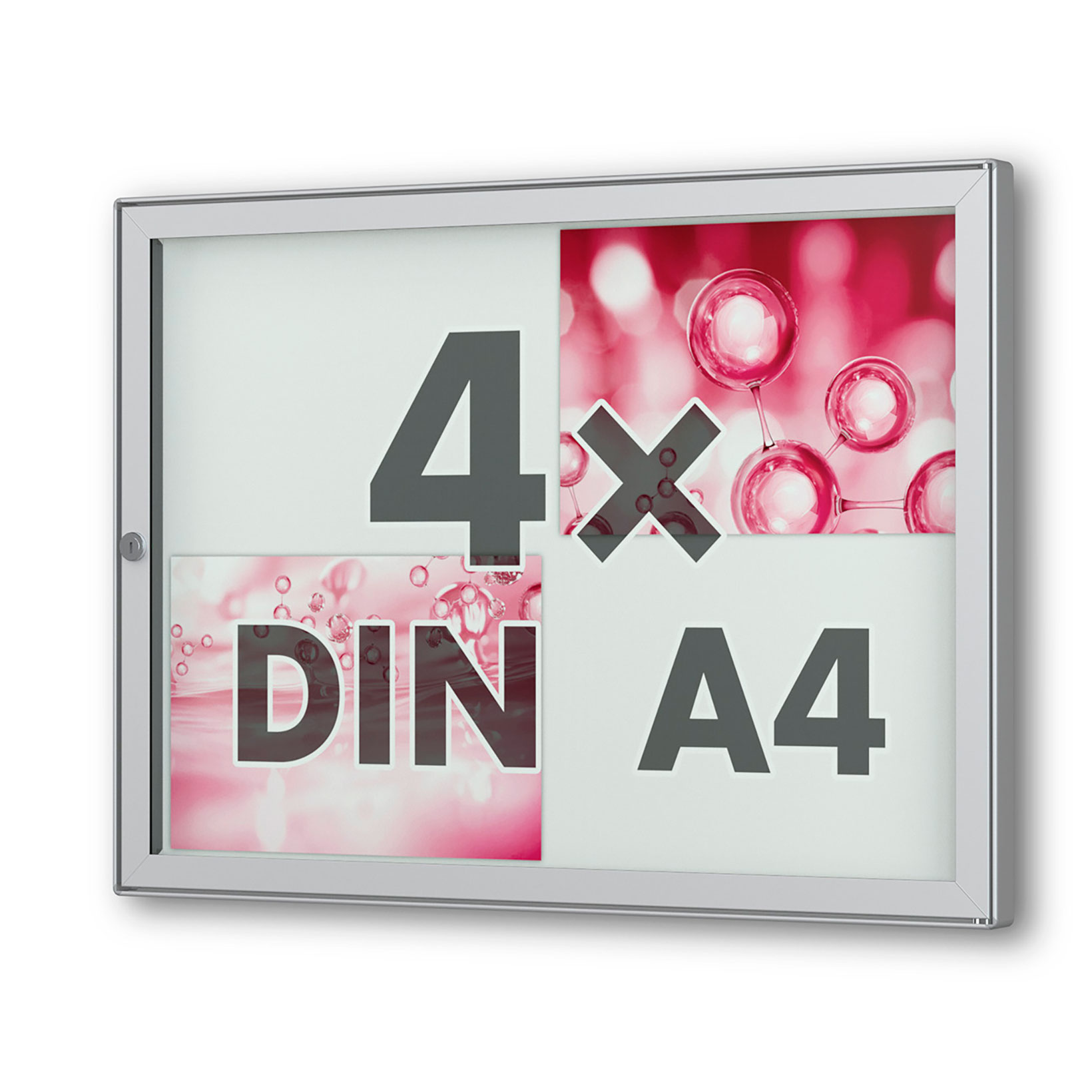 4 x DIN A4 Flachschaukasten Tesus - quer - gerundet